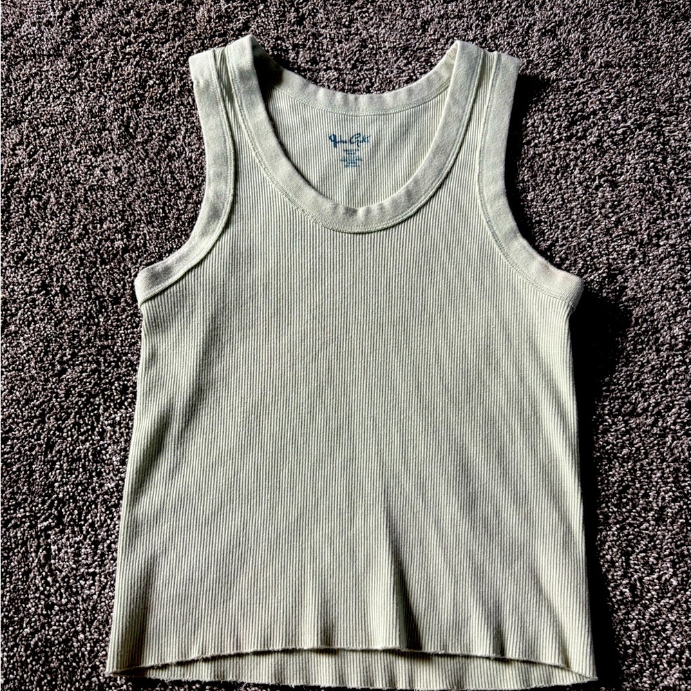 John Galt Light Green Ribbed Fitted Tank Top